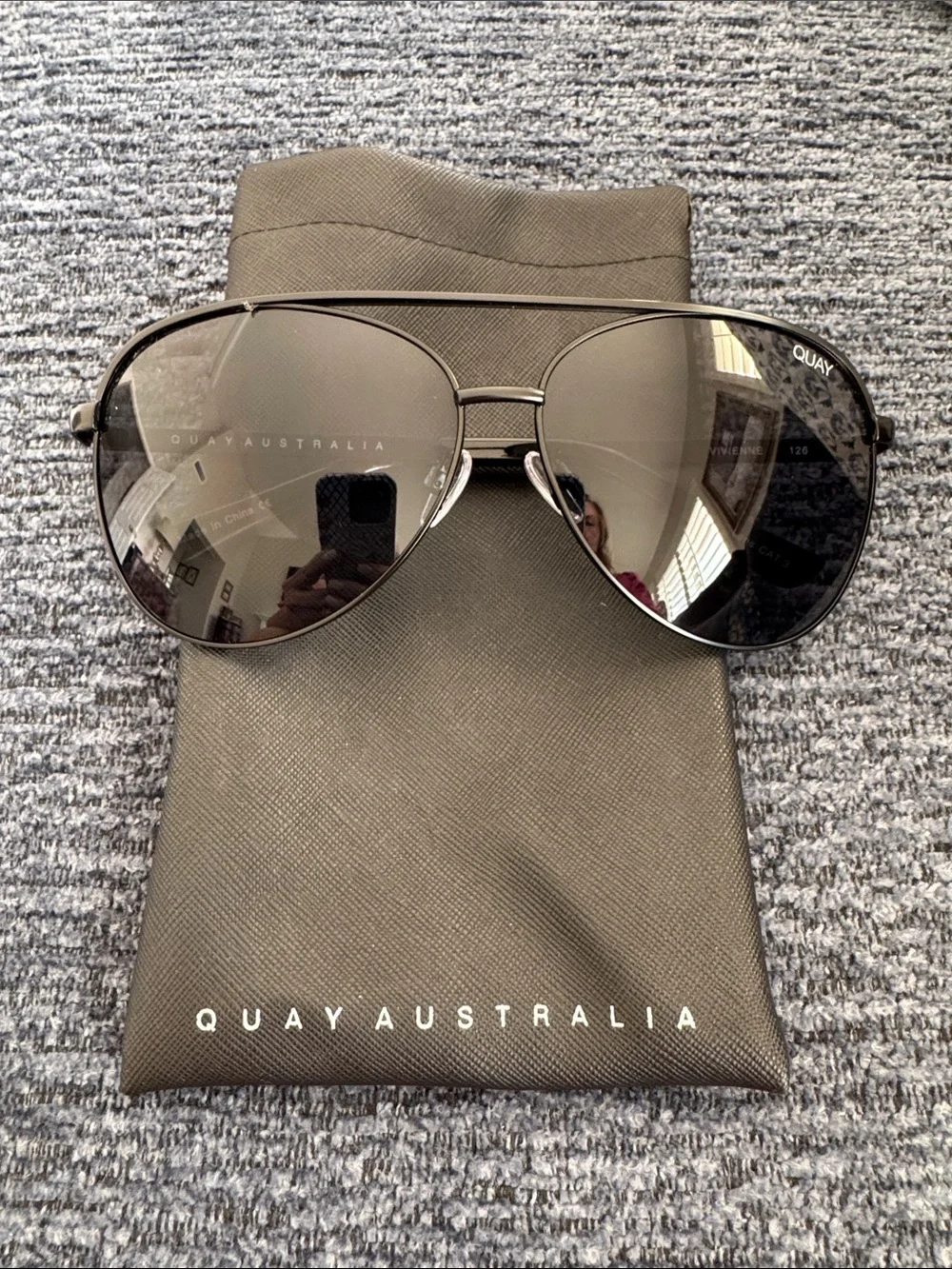 Quay Australia Metal Aviator Sunglasses in Gunmetal and Grey